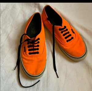 Vans Neon Orange Canvas Black Lace Sneakers Mens 9